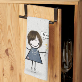 Strichmännchen Girl mit Zitat Geschirrtuch