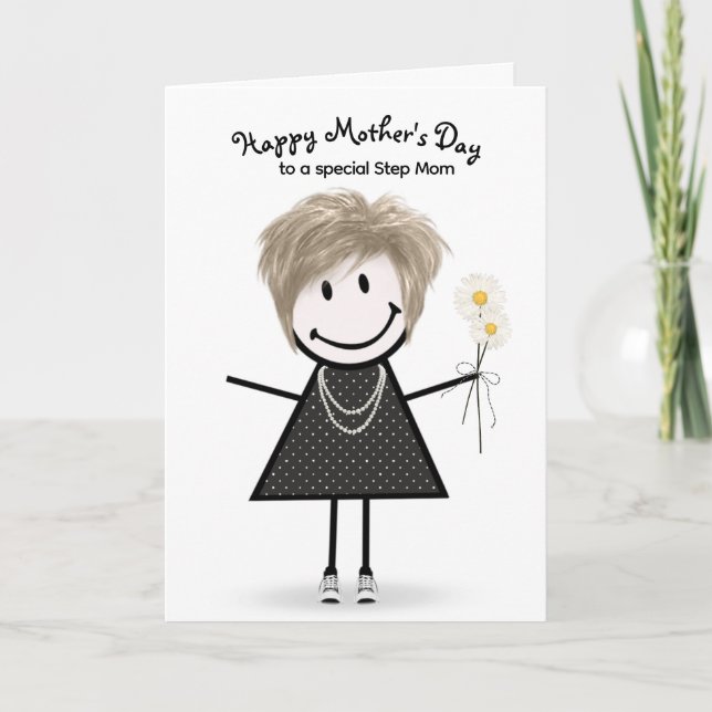 Strichmännchen Girl Mother's Day für Stepama Karte (Vorderseite)