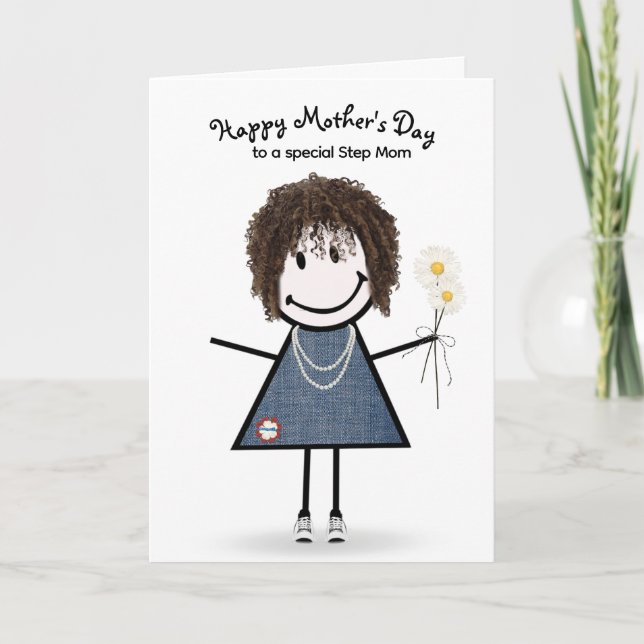 Strichmännchen Girl Mother's Day für Stepama Karte (Vorderseite)