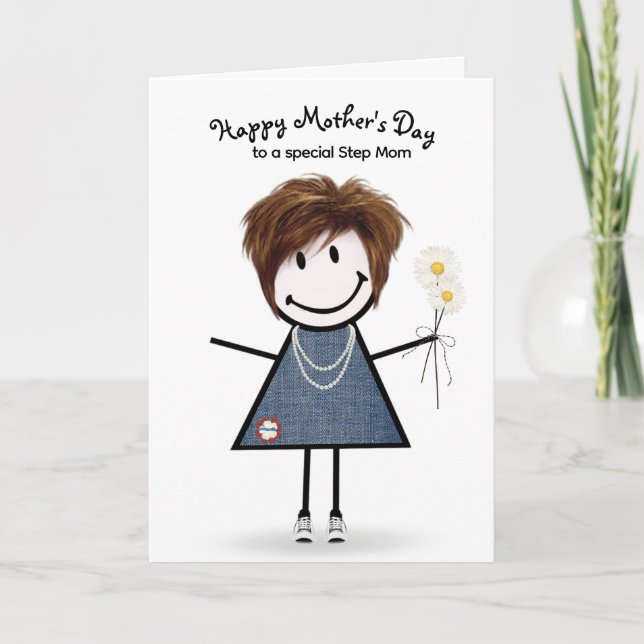 Strichmännchen Girl Mother's Day für Stepama Karte (Vorderseite)