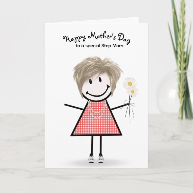 Strichmännchen Girl Mother's Day für Stepama Karte (Vorderseite)