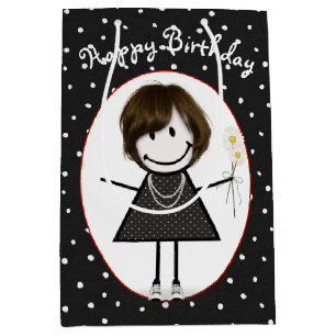 Strichmännchen Girl on Polka Dots Mittlere Geschenktüte