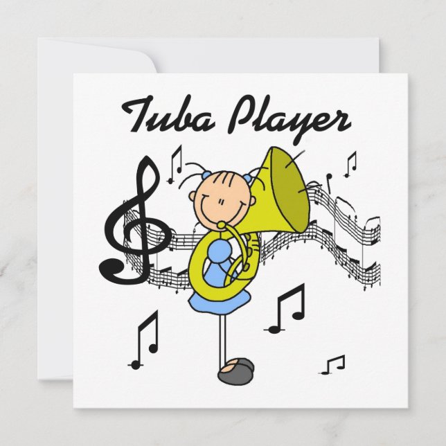 Strichmännchen Girl Tuba Player T - Shirt und GIft (Vorderseite)