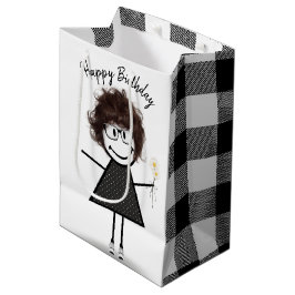 Strichmännchen Girl with Daisies Mittlere Geschenktüte