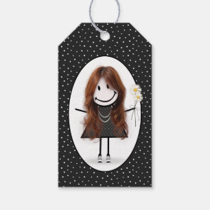 Strichmännchen Girl with Daisis Geschenkanhänger