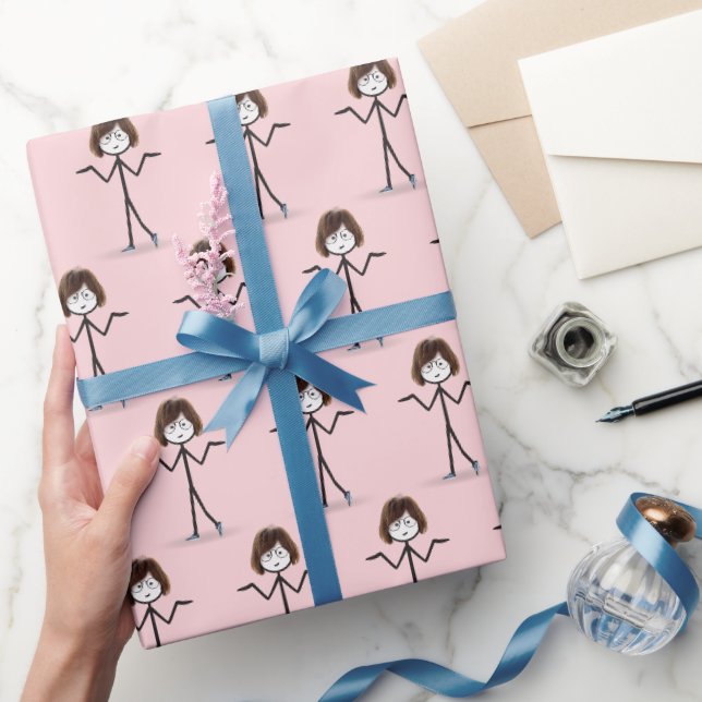 Strichmännchen Girl with Sneakers Geschenkpapier (Schenken)