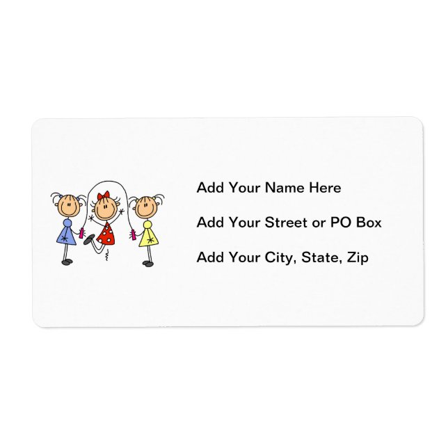 Strichmännchen GIrls Jumping Rope (Vorne)