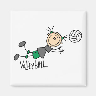 Strichmännchen Girls Volleyball T - Shirt und Gesc Magnet