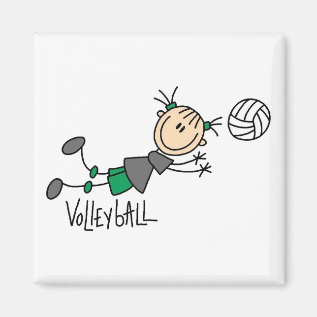 Strichmännchen Girls Volleyball T - Shirt und Gesc Magnet (Vorne)