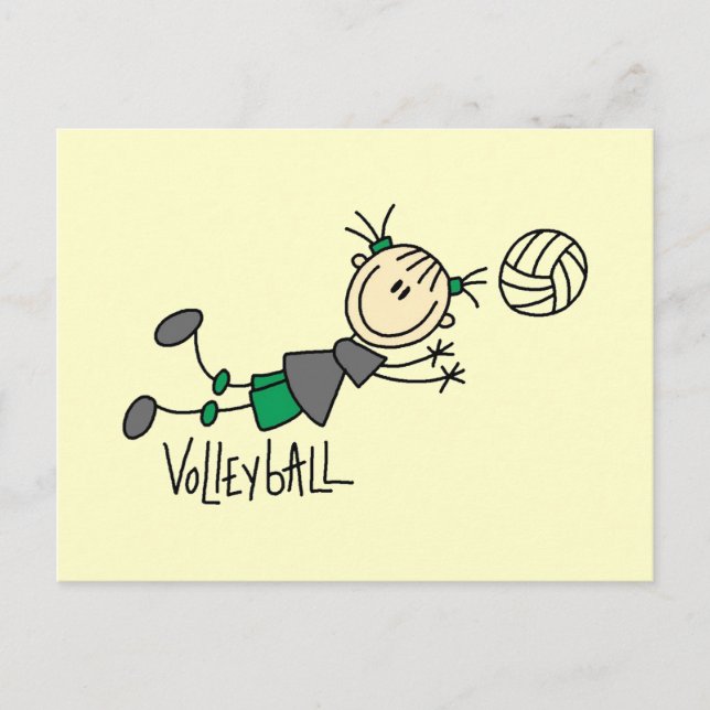Strichmännchen Girls Volleyball T - Shirt und Gesc Postkarte (Vorderseite)