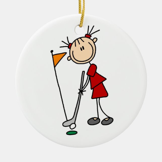 Strichmännchen Golfer Keramikornament (Vorne)