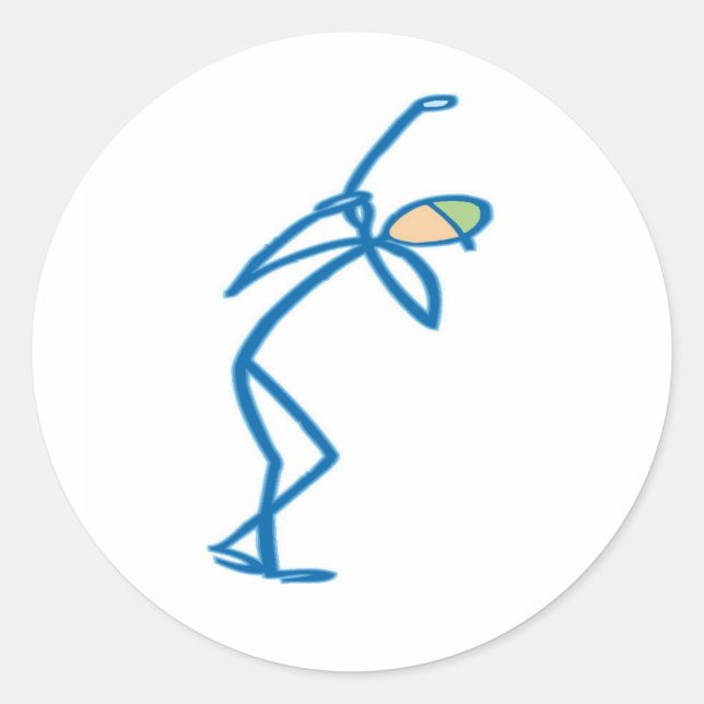 Strichmännchen Golfer T - Shirt und Geschenke. Runder Aufkleber (Vorderseite)