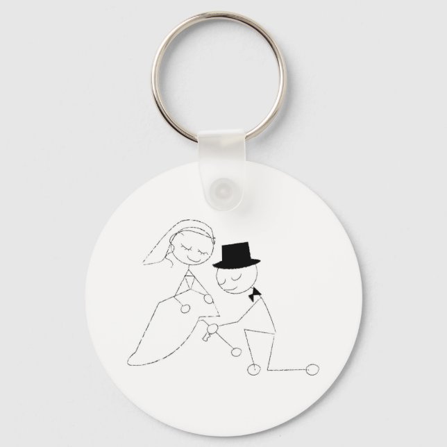 Strichmännchen Groom mit Garter Schlüsselanhänger (Vorderseite)