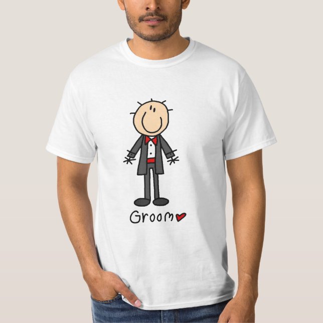 Strichmännchen Groom T - Shirt und Geschenke (Vorderseite)