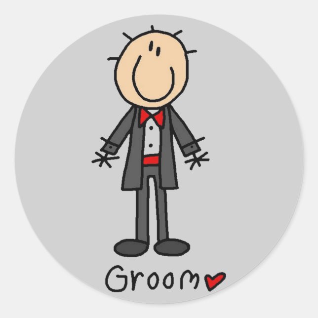 Strichmännchen Groom T - Shirt und Geschenke Runder Aufkleber (Vorderseite)