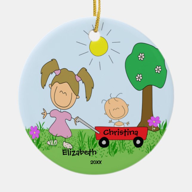 Strichmännchen groß u. Lil Keramikornament (Vorne)
