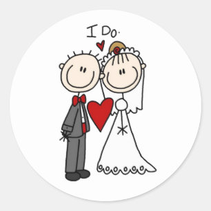 Strichmännchen Hochzeit und Hochzeit Runder Aufkleber