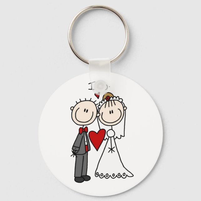 Strichmännchen Hochzeit und Hochzeit Schlüsselanhänger (Vorderseite)
