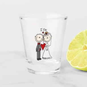 Strichmännchen Hochzeit und Hochzeit Schnapsglas