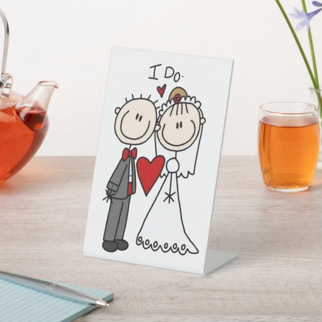 Strichmännchen Hochzeit und Hochzeit Sockelschild (In SItu)