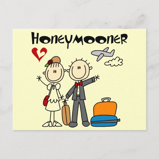 Strichmännchen Honeymooner T - Shirt und Geschenke Postkarte (Vorderseite)