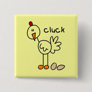 Strichmännchen-Huhn-T-Shirts und Geschenke Button