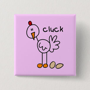 Strichmännchen-Huhn-T-Shirts und Geschenke Button