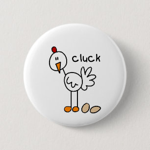 Strichmännchen-Huhn-T-Shirts und Geschenke Button