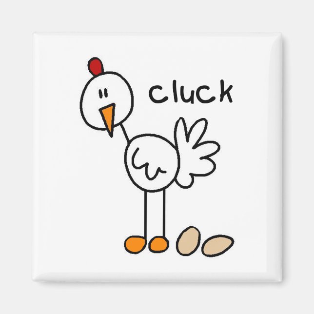 Strichmännchen-Huhn-T-Shirts und Geschenke Magnet (Vorne)