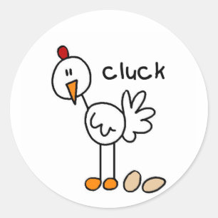 Strichmännchen-Huhn-T-Shirts und Geschenke Runder Aufkleber