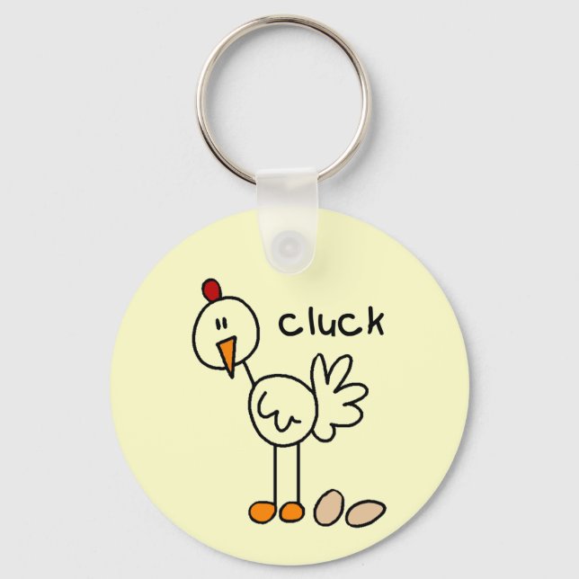 Strichmännchen-Huhn-T-Shirts und Geschenke Schlüsselanhänger (Vorderseite)