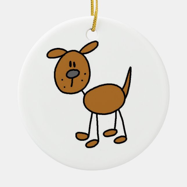 Strichmännchen Hunde T - Shirt und Geschenke Keramik Ornament (Vorne)