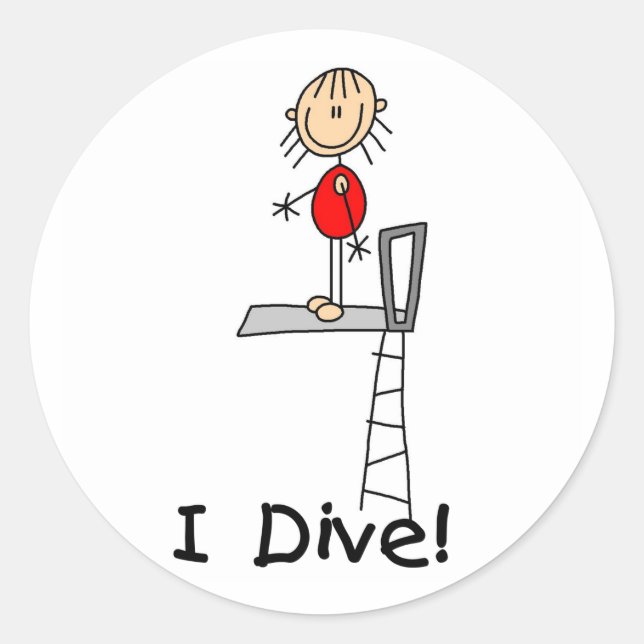 Strichmännchen I Dive Tshirts und Geschenke Runder Aufkleber (Vorderseite)