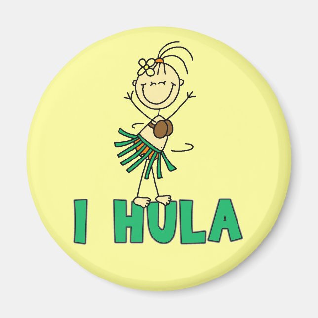Strichmännchen I Hula T - Shirt und Geschenke Magnet (Vorne)