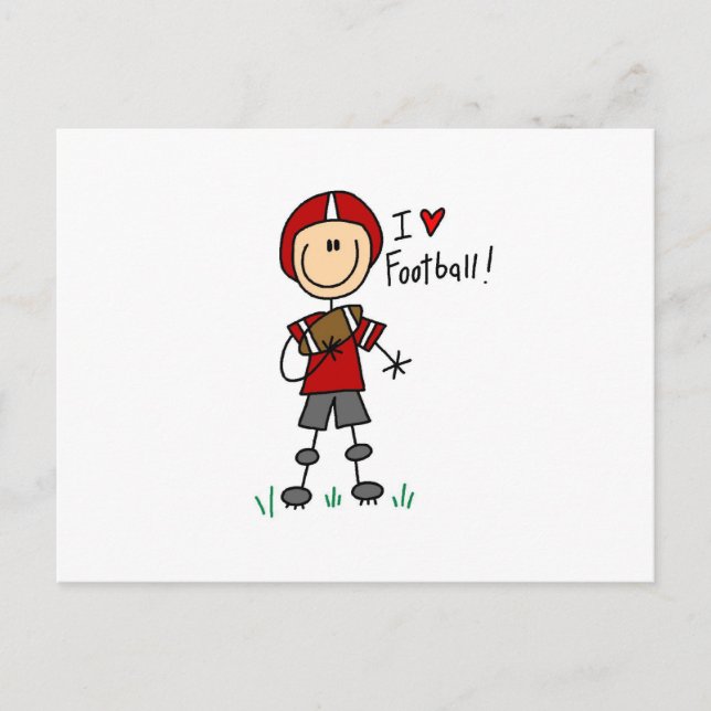 Strichmännchen I Liebe Fußball T - Shirt und Gesch Postkarte (Vorderseite)