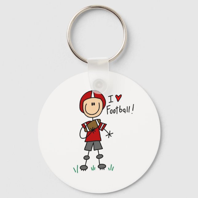 Strichmännchen I Liebe Fußball T - Shirt und Gesch Schlüsselanhänger (Vorderseite)