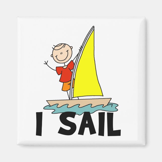 Strichmännchen I T - Shirt und Geschenke segeln Magnet (Vorne)