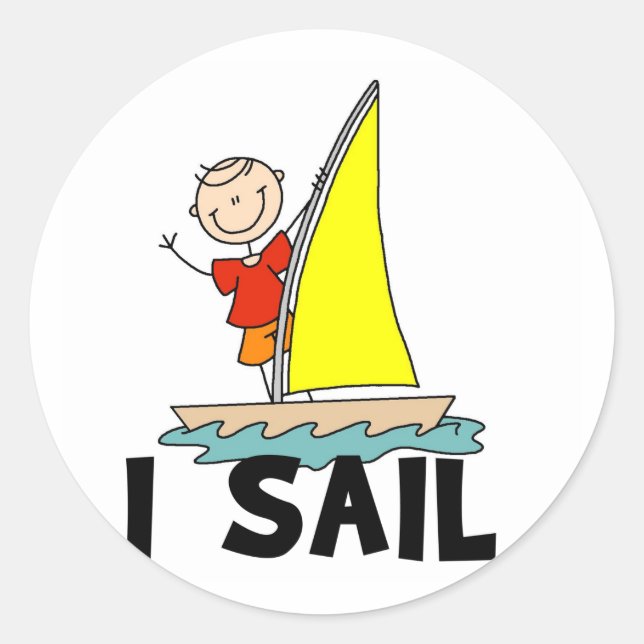Strichmännchen I T - Shirt und Geschenke segeln Runder Aufkleber (Vorderseite)