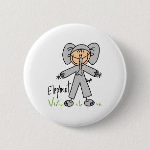 Strichmännchen im Elefant-Anzugs-Knopf Button
