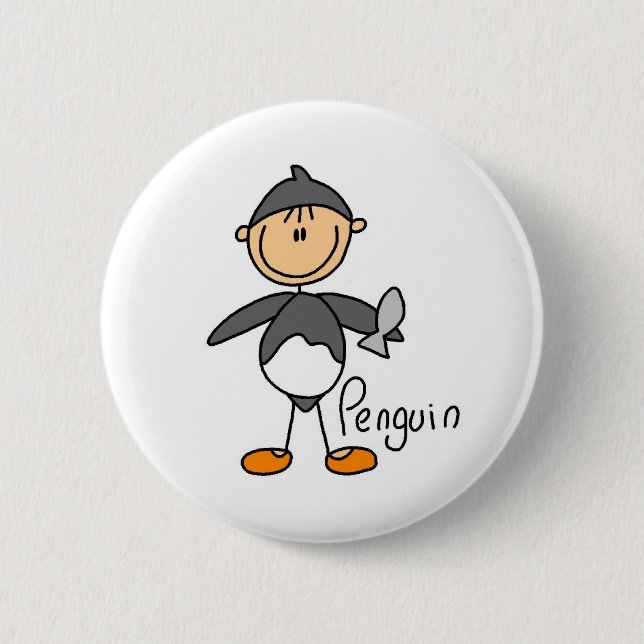 Strichmännchen im Penguin-Anzugs-Knopf Button (Vorderseite)