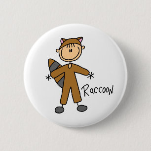 Strichmännchen im Raccoon-Anzugs-Knopf Button