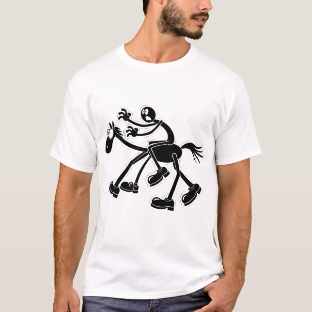 Strichmännchen in stilvollen Sneakers Eine Pose an T-Shirt (Vorderseite)