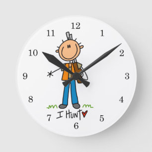 Strichmännchen Jäger Runde Wanduhr