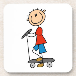 Strichmännchen-Junge auf Scooter Getränkeuntersetzer