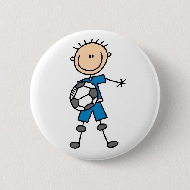 Strichmännchen-Jungen-Fußball-Knopf Button (Vorderseite)