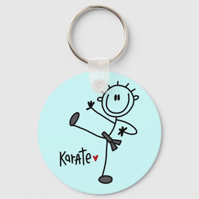 Strichmännchen Karate T - Shirt und Geschenke Schlüsselanhänger (Vorderseite)