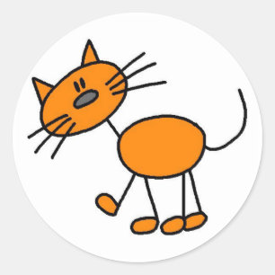 Strichmännchen-Katzen-T - Shirts und Geschenke Runder Aufkleber