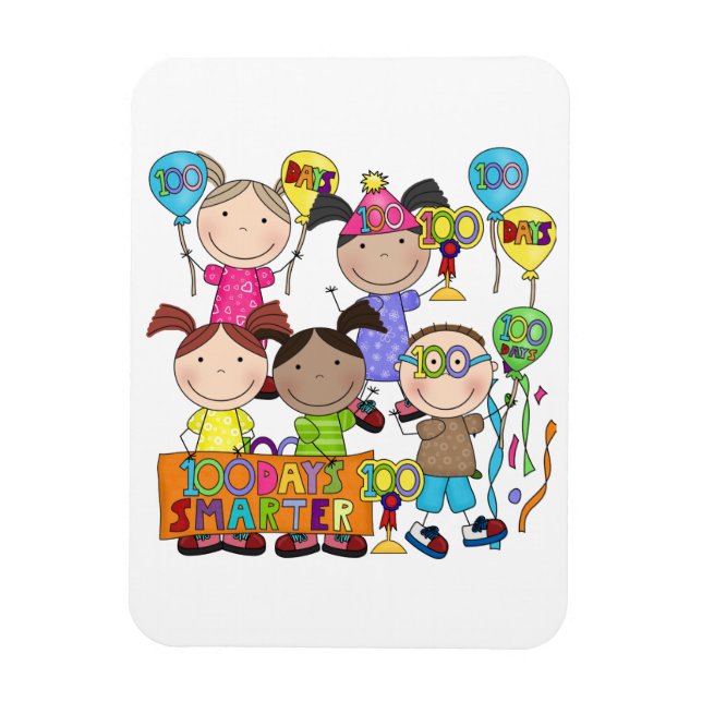 Strichmännchen Kids 100 Tage schlauer Magnet (Vertikal)