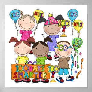 Strichmännchen Kids 100 Tage schlauer Poster