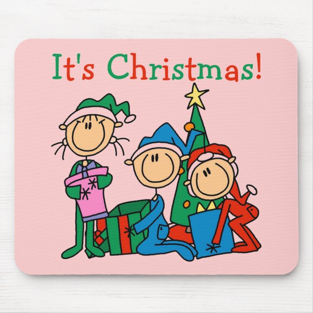Strichmännchen Kinder Weihnachtsgeschenke und Gesc Mousepad (Vorne)